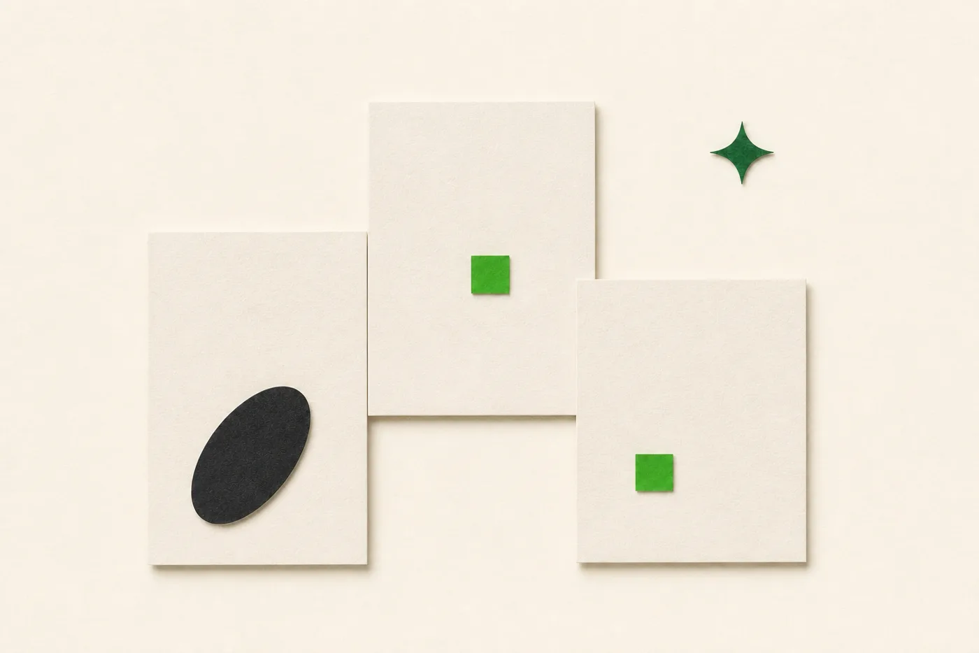A family of related geometric social formats shown as one visual system.