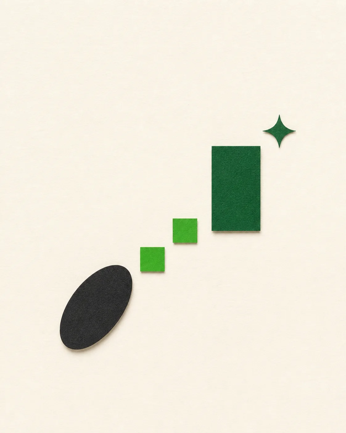 Geometric seed shape expanding into a modular green campaign canvas.