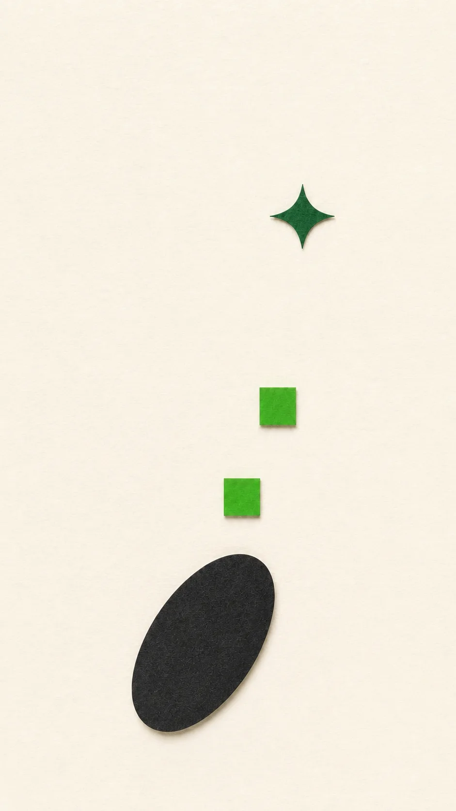 Vertical geometric campaign composition in green, charcoal, and warm white.